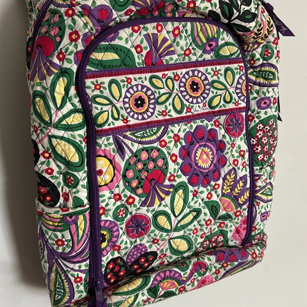 Vera Bradley laptop backpack green purple and white